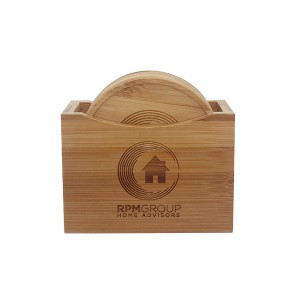 HH-0442 Promotional 5 piece bamboo coaster sets